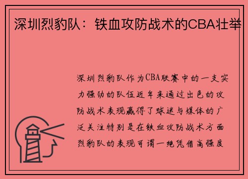 深圳烈豹队：铁血攻防战术的CBA壮举